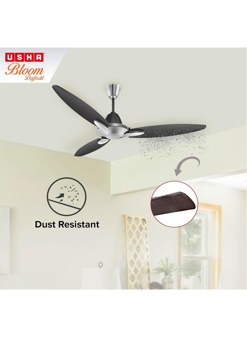 أوشا USHA Bloom Daffodil 1250mm|BEE Star Rated | Goodbye Dust Ceiling Fan | 2 Year Warranty | (Sparkle Grey and Black) Pack of 1 - Image 4